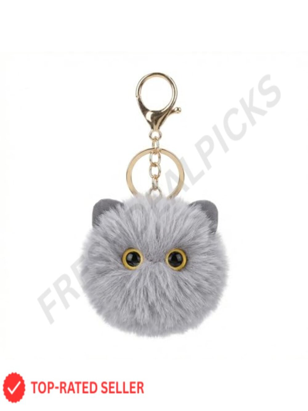 Kawaii Cat Plush Keychain with Pom Pom - Soft Polyester Bag Charm
